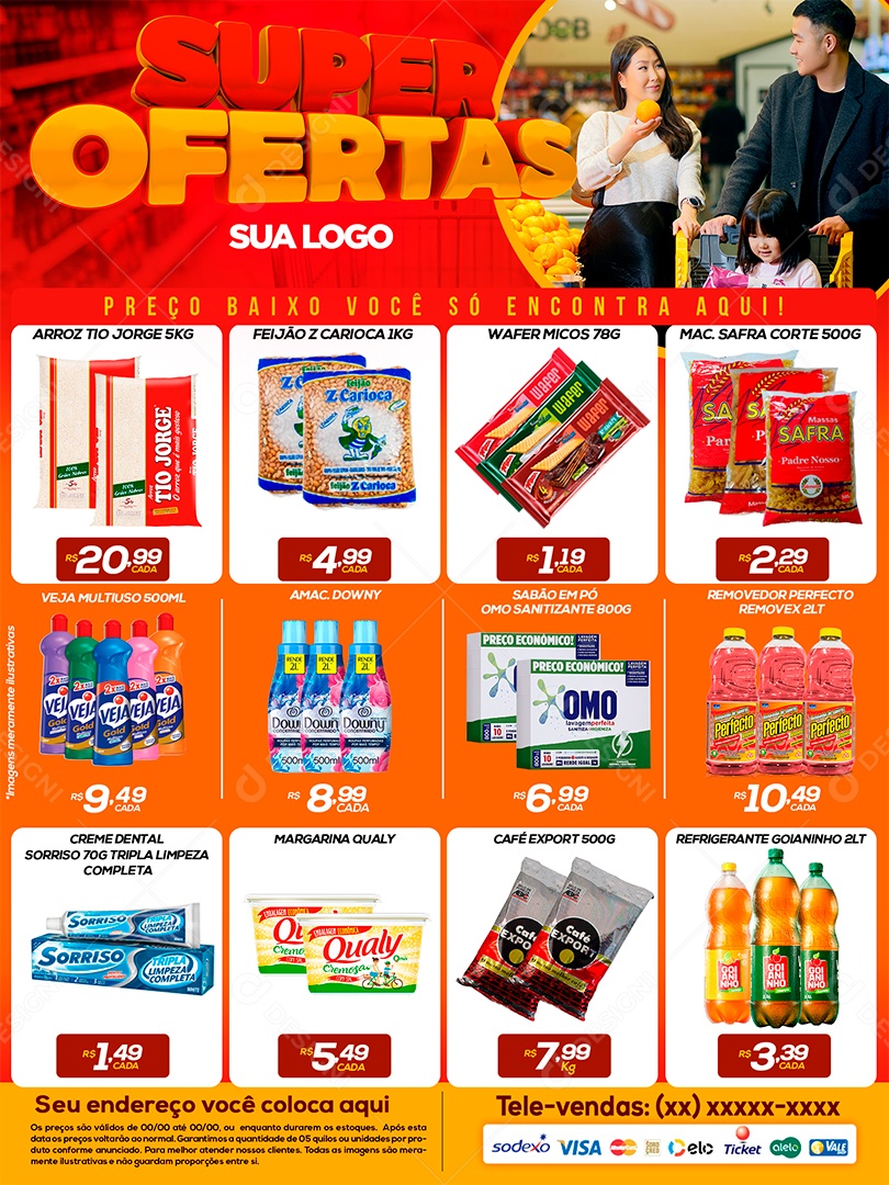 Social Media Super Ofertas Encarte Supermercado PSD Editável