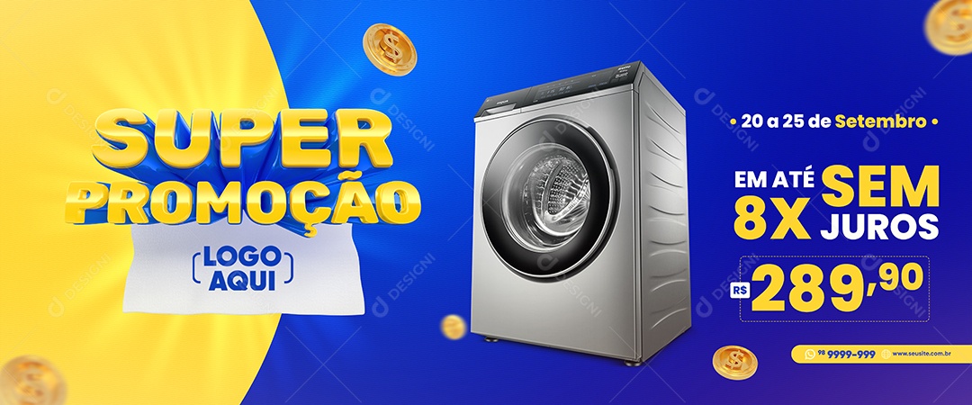 Social Media Banner Super Promoção Em até 8x sem Juros Eletromóveis PSD Editável