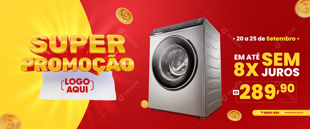 Banner Super Promoção Em até 8x sem Juros Eletromóveis Social Media PSD Editável