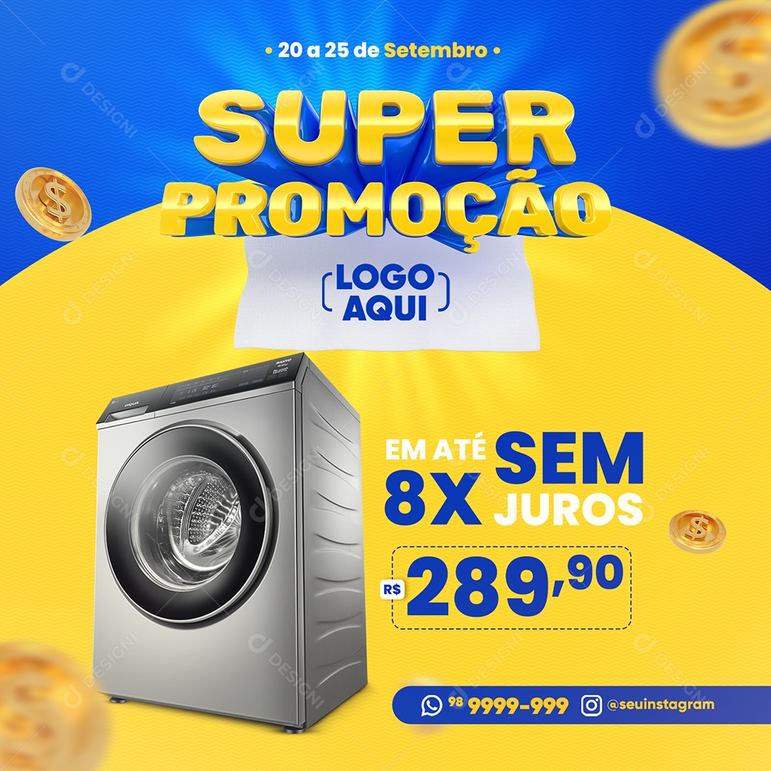 Social Media Super Promoção Em até 8x sem Juros Eletromóveis PSD Editável