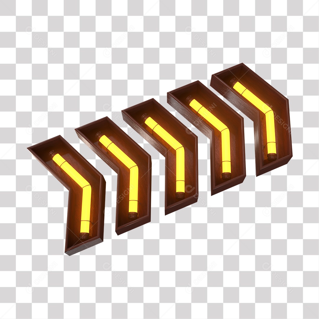 Seta de Led Sinalizador de Desvio para Sinalização Elemento 3D PNG Transparente