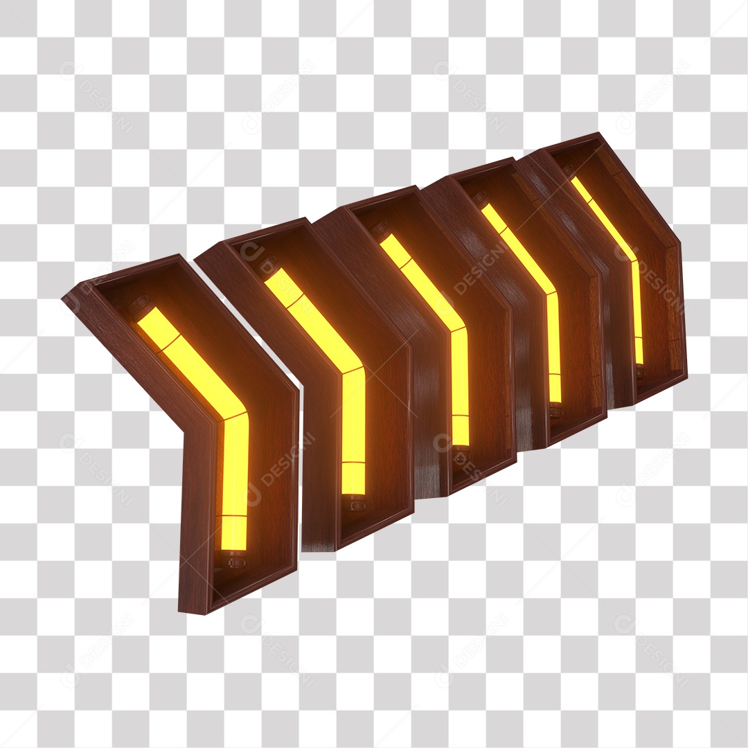 Seta de Led Sinalizador de Desvio para Sinalização Elemento 3D PNG Transparente