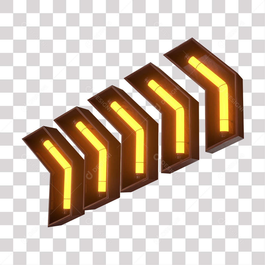 Seta de Led Sinalizador de Desvio para Sinalização Elemento 3D PNG Transparente