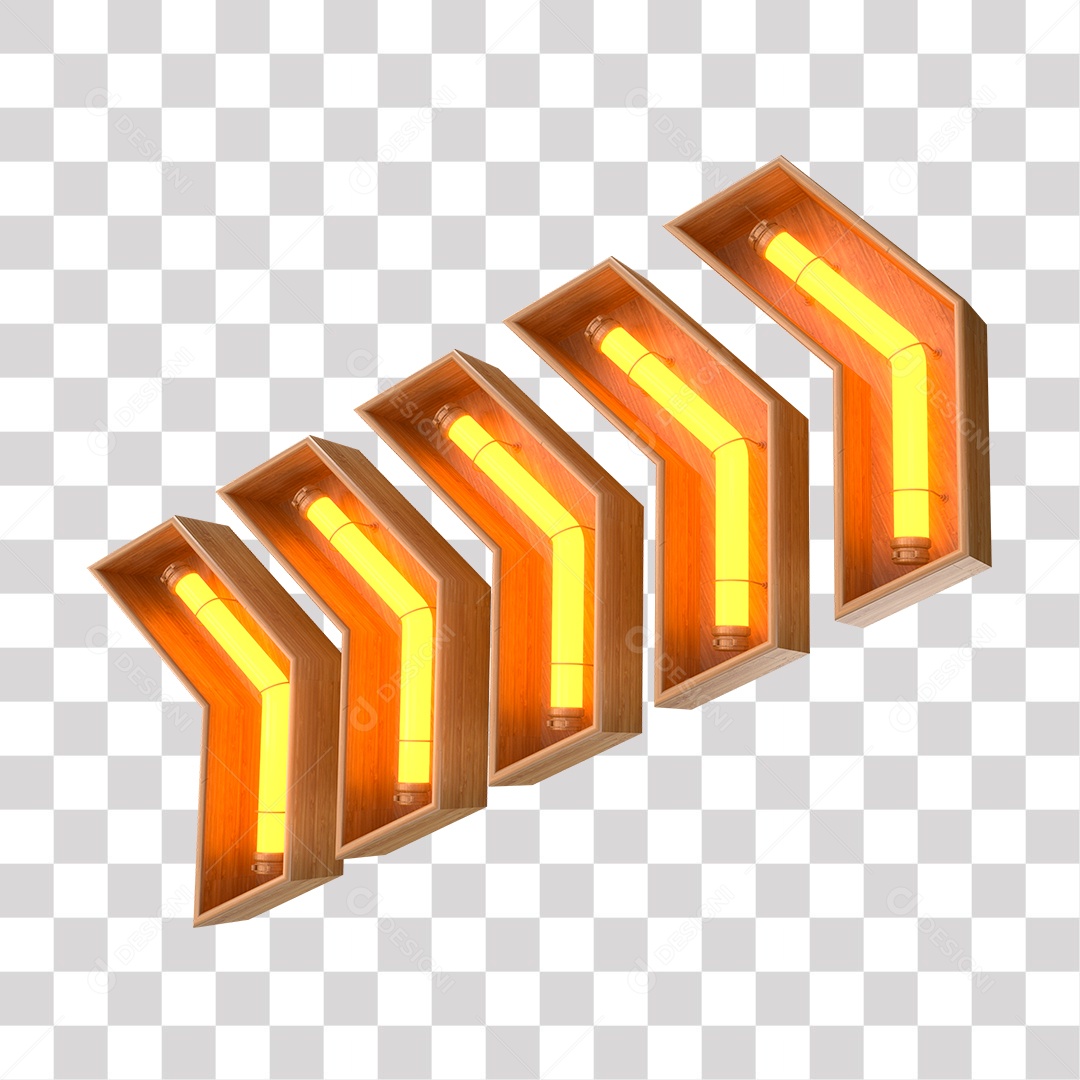 Seta de Led Sinalizador de Desvio para Sinalização Elemento 3D PNG Transparente