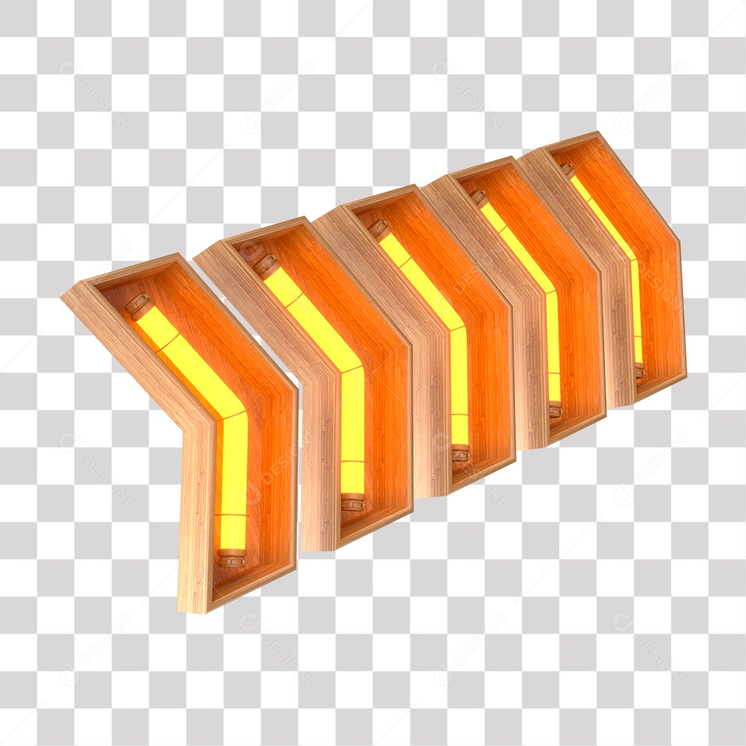 Seta de Led Sinalizador de Desvio para Sinalização Elemento 3D PNG Transparente