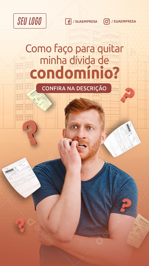 Social Media Como Faço para Quitar Minha Dívida Story PSD Editável