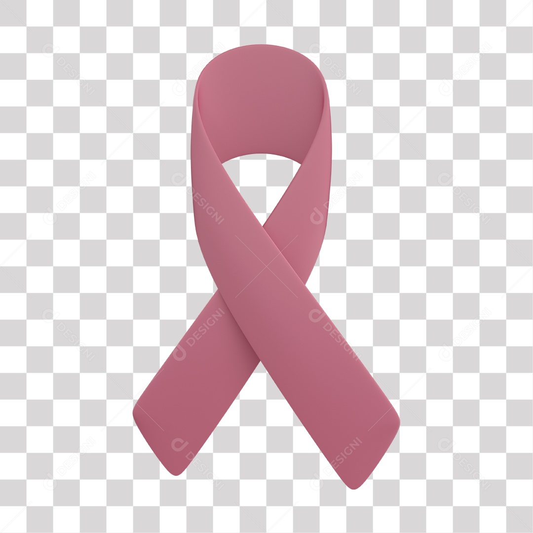 Laço Rosa Elemento 3D para Composição PNG Transparente