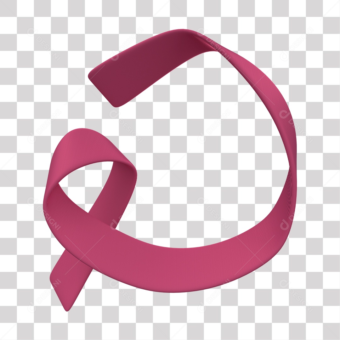 Laço Rosa Elemento 3D para Composição PNG Transparente