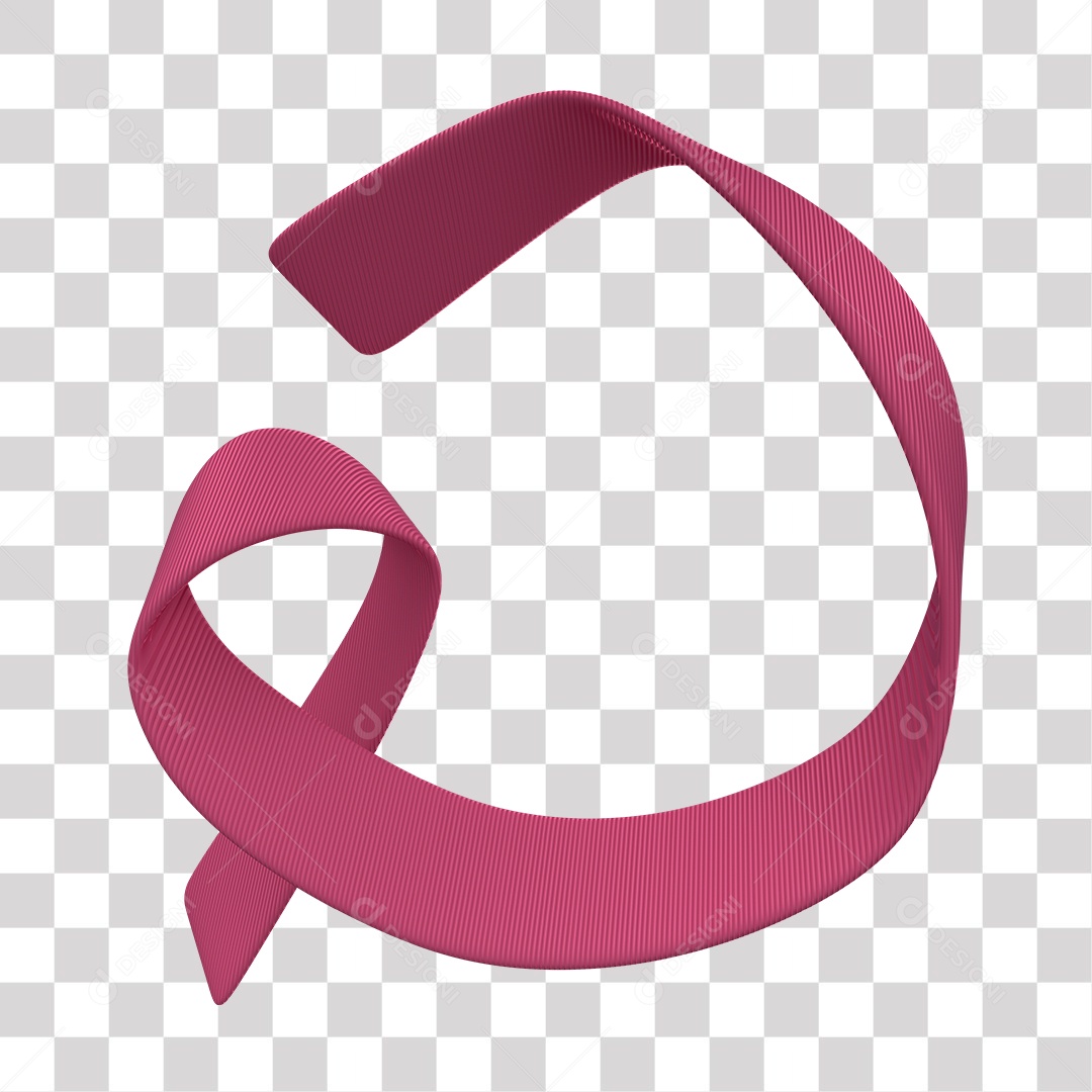 Laço Rosa Elemento 3D para Composição PNG Transparente