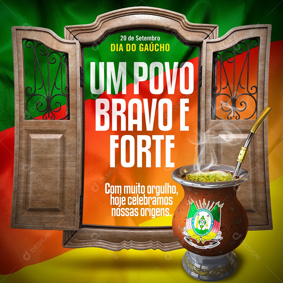 Social Media 20 de Setembro Dia do Gaúcho Um Povo Bravo e Forte PSD Editável