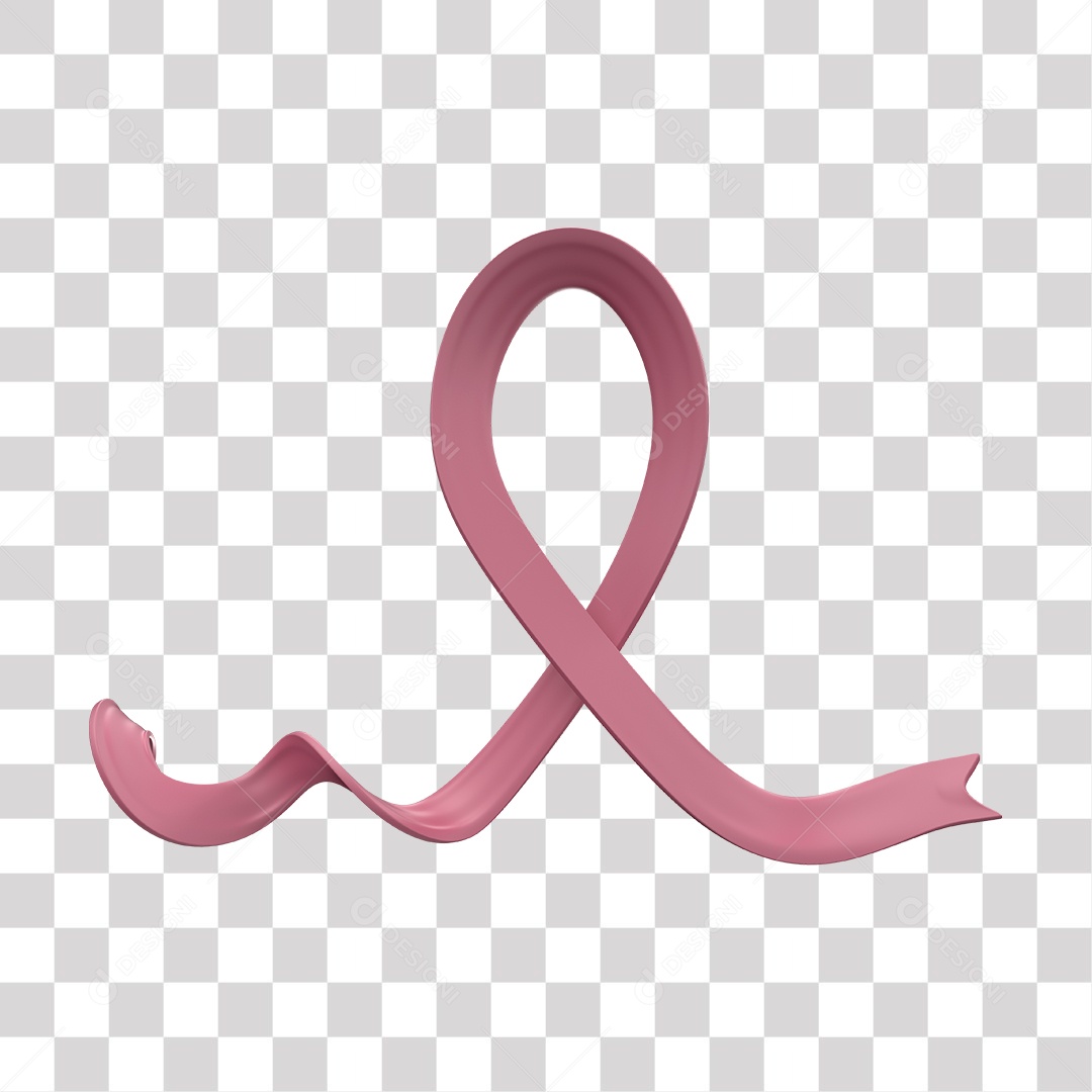 Laço Rosa Elemento 3D para Composição PNG Transparente