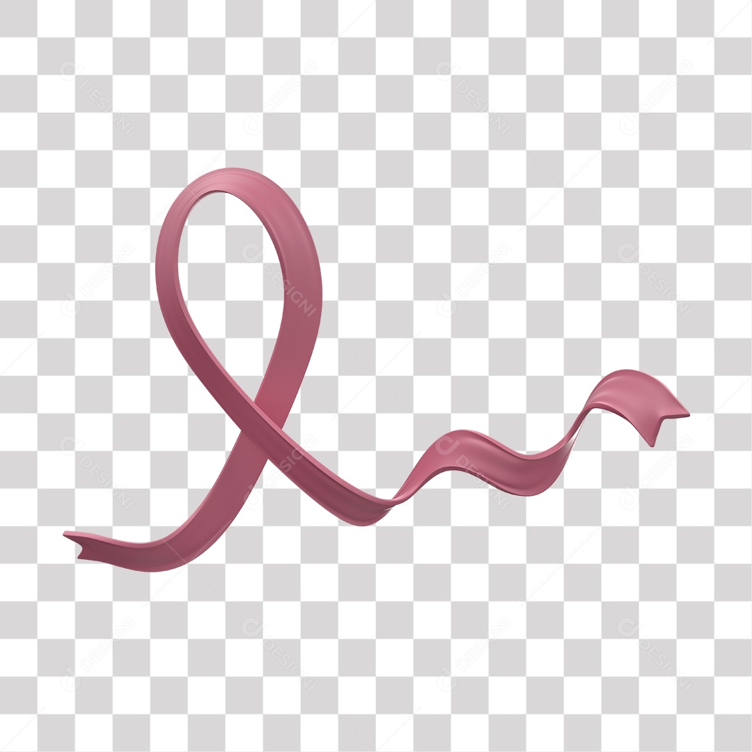 Laço Rosa Elemento 3D para Composição PNG Transparente