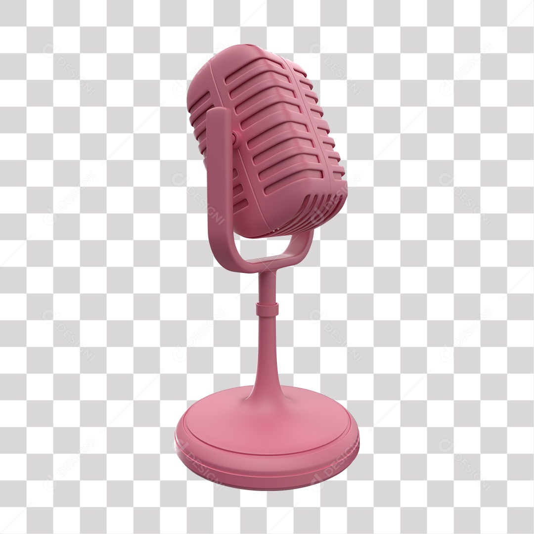 Microfone Rosa para Outubro Rosa Elemento 3D PNG Transparente