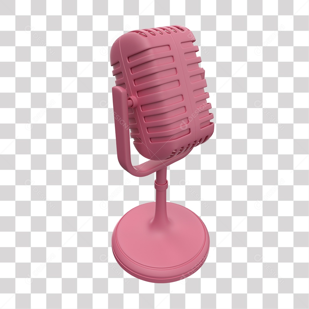 Microfone Rosa para Outubro Rosa Elemento 3D PNG Transparente