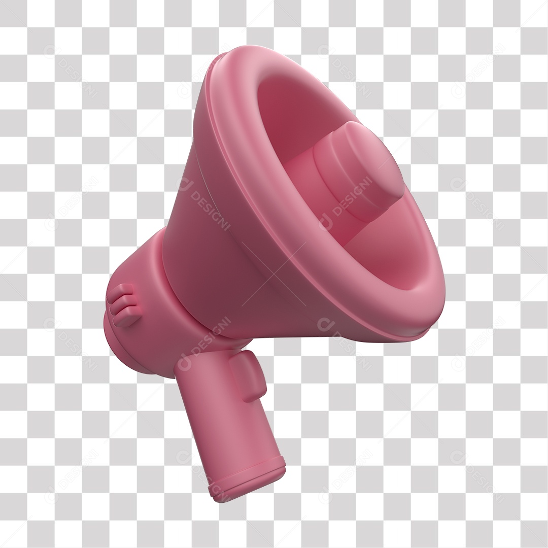 Megafone Rosa para Outubro Rosa Elemento 3D para Composição PNG Transparente