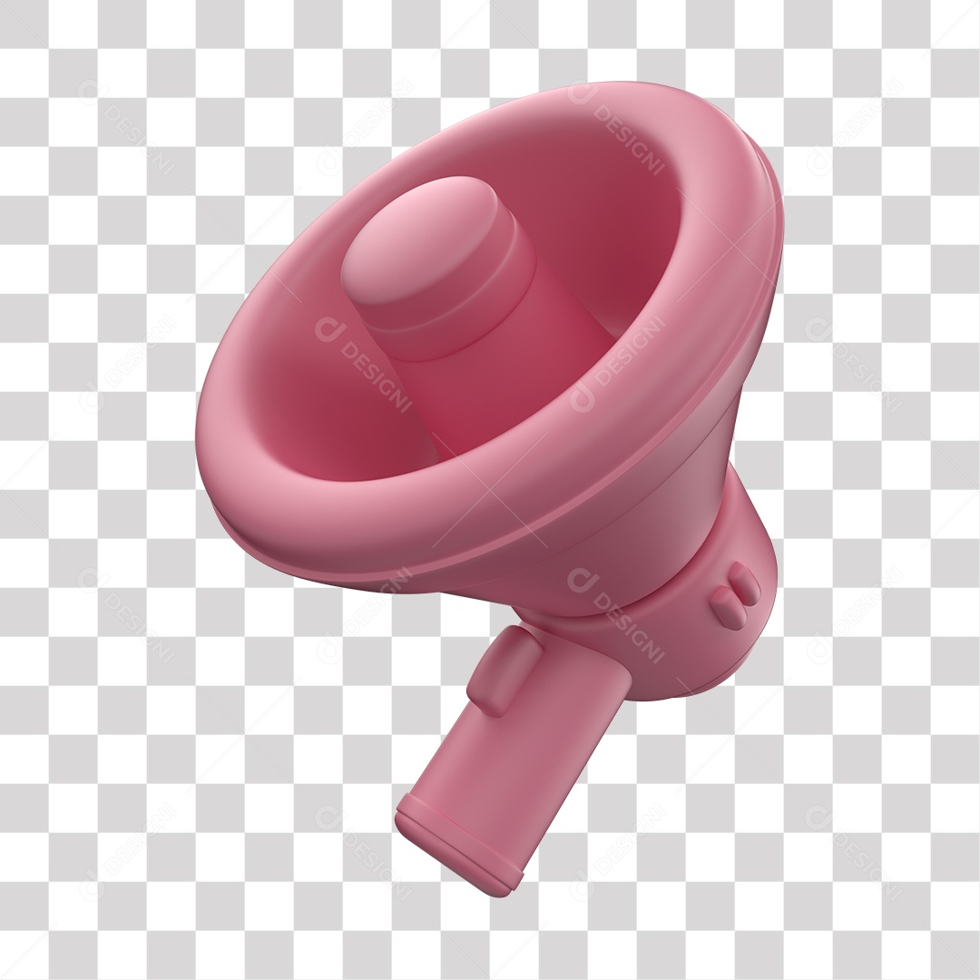 Megafone Rosa para Outubro Rosa Elemento 3D para Composição PNG Transparente