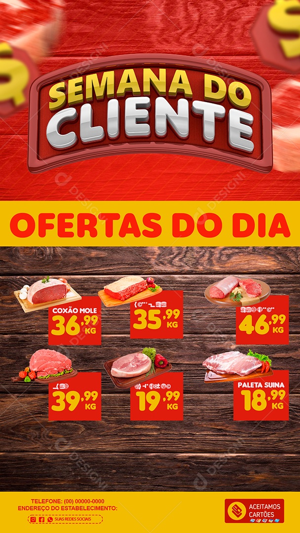 Social Media Encarte Supermercado Semana do Cliente Oferta do Dia PSD Editável
