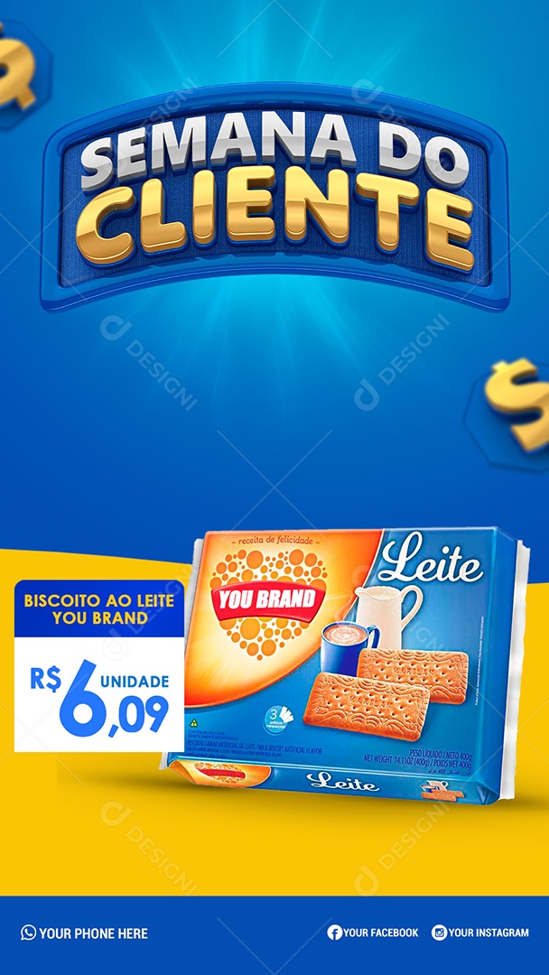 Social Media Supermercados Semana do Cliente Produtos PSD Editável