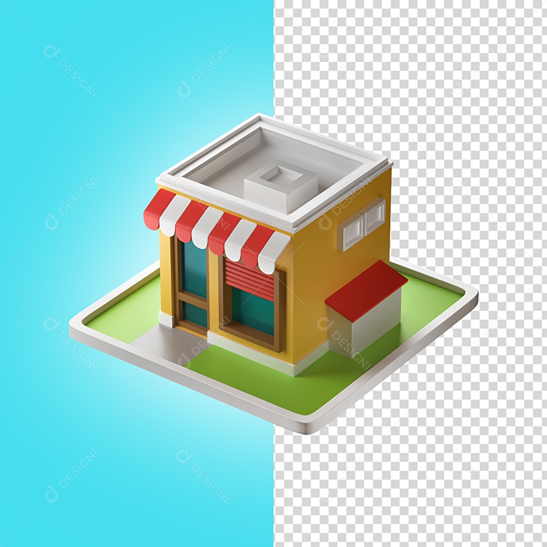 Loja Comercial 3D PNG Transparente Sem Fundo