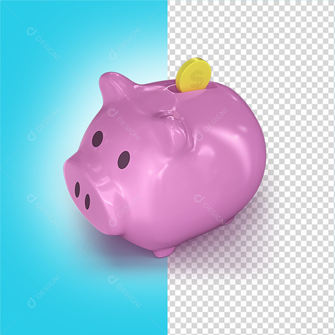 Porco Cofre Dinheiro 3D PNG Transparente Sem Fundo