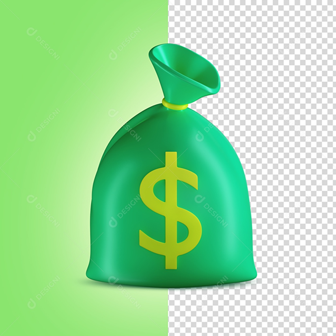 Saco de dinheiro 3D PNG Transparente Sem Fundo