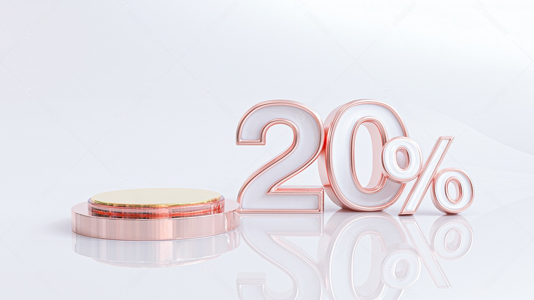 Background Podium Dourado 20% De Descontos PSD Editável