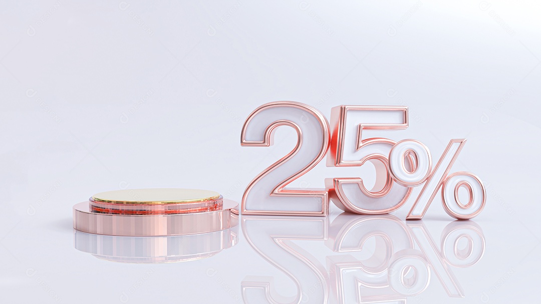 Background Podium Dourado 25% De Descontos PSD Editável