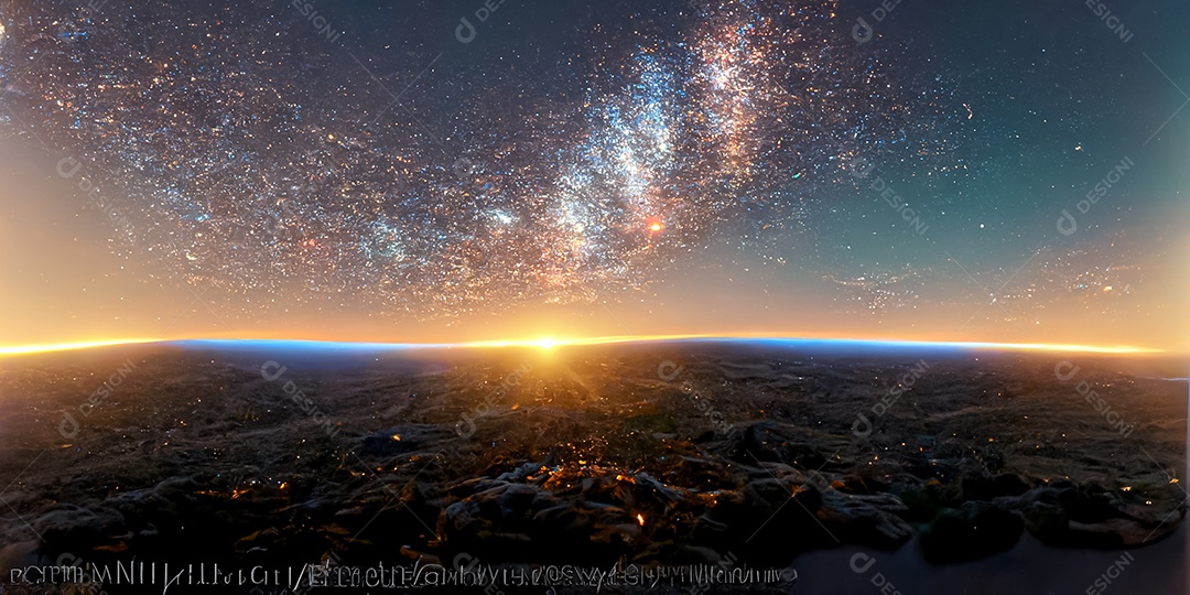 Nebula e galáxias no espaço 3D