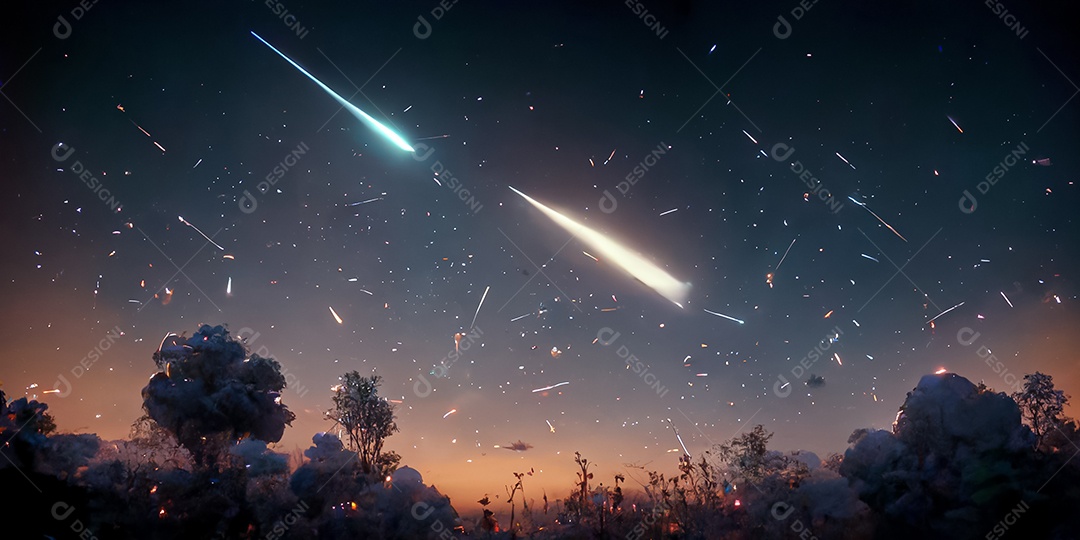 Nebula e galáxias no espaço 3D