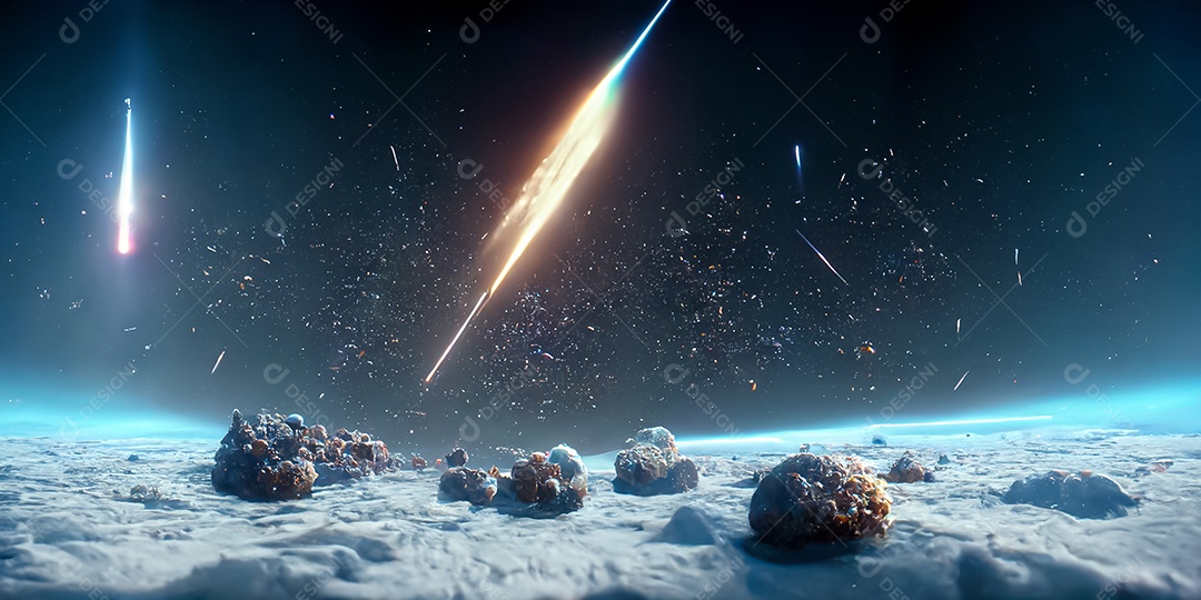 Nebula e galáxias no espaço 3D