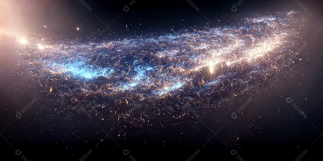 Nebula e galáxias no espaço 3D