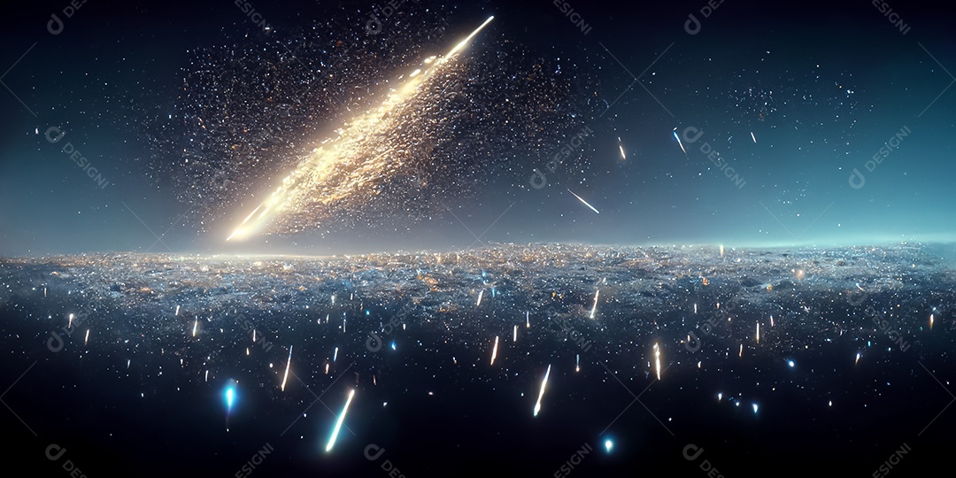 Nebula e galáxias no espaço 3D