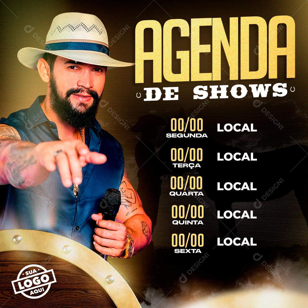 Flyer Agenda de Shows Vaquejada Social Media PSD Editável