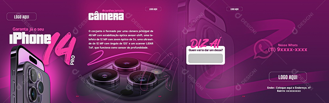 Social Media Venda de Telefone Garanta já o Seu Iphone 14 Pro Carrossel PSD Editável