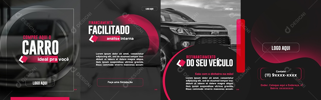 Social Media Carrossel Concessionária Compre Aqui o Carro Ideal PSD Editável