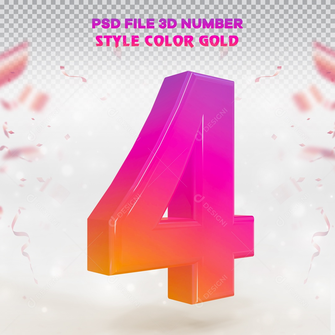 3D Element For Composition Number 4 Pink And Yellow PSD