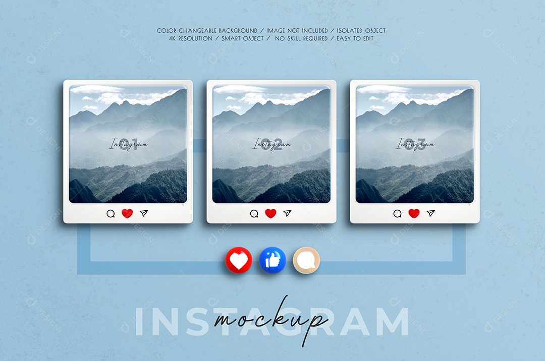 Mockup do Instagram 3D PSD Editável