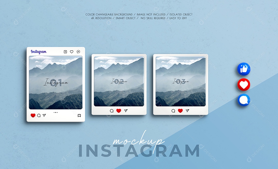 Mockup do Instagram 3D PSD Editável