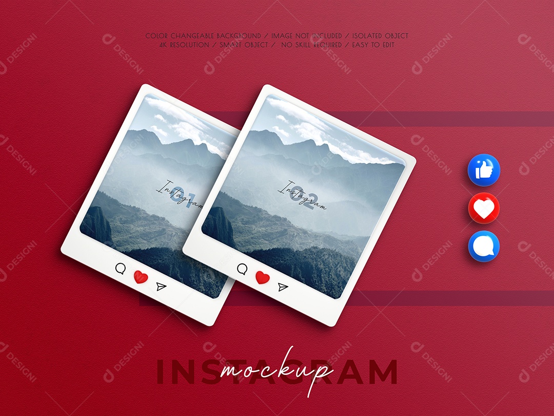 Mockup do Instagram 3D PSD Editável