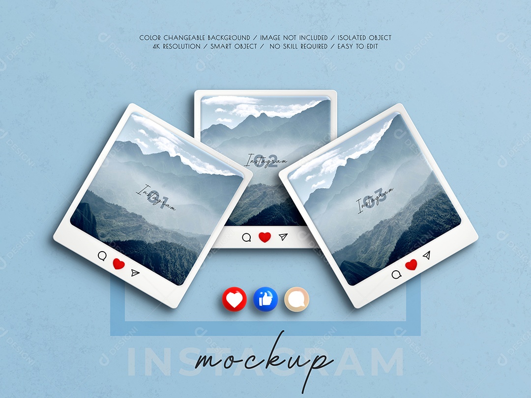 Mockup do Instagram 3D PSD Editável