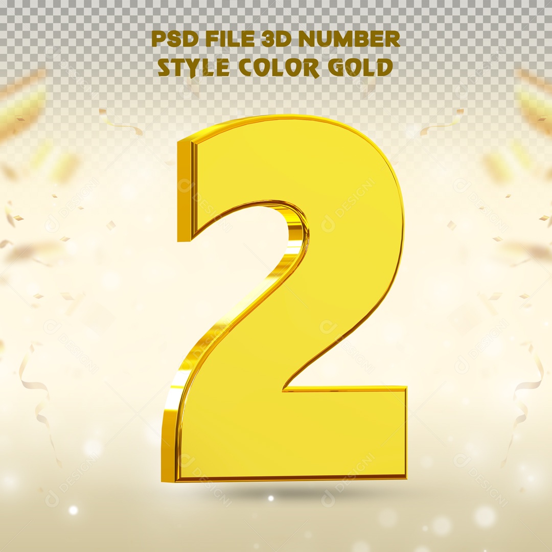 3D Element For Composition Golden Number 2 PSD