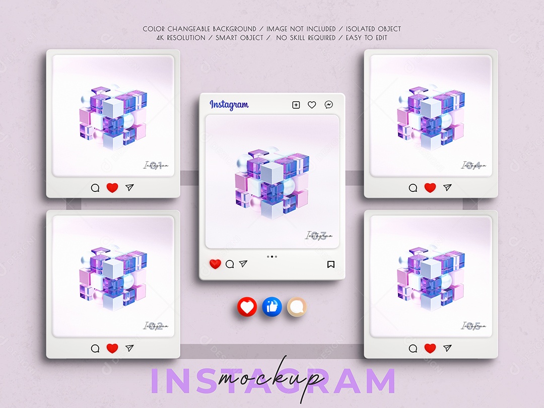 Mockup de Interface do Instagram 3D PSD Editável