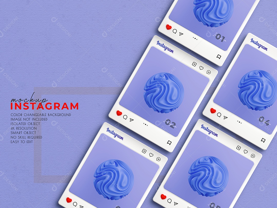 Mockup de Interface do Instagram 3D PSD Editável
