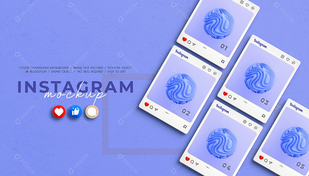 Mockup de Interface do Instagram 3D PSD Editável