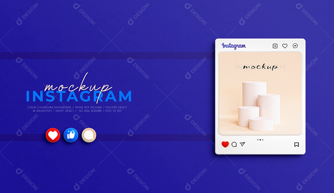 Mockup de Interface do Instagram 3D PSD Editável