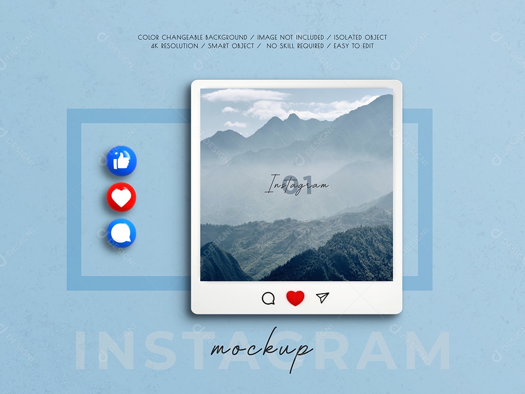 Mockup de Interface do Instagram 3D PSD Editável