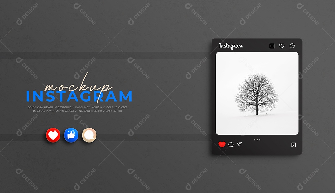 Mockup de Interface do Instagram 3D PSD Editável