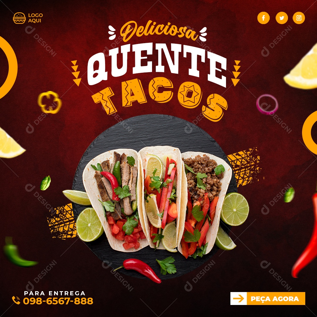 Social Media Delicioso Quente Tacos PSD Editável