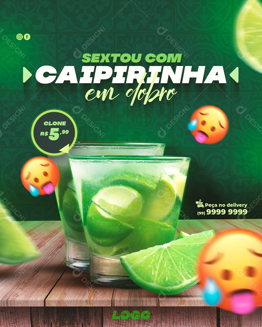 Sextou Com Caipirinha Em Dobro Peça Já A Sua Social Media PSD Editável