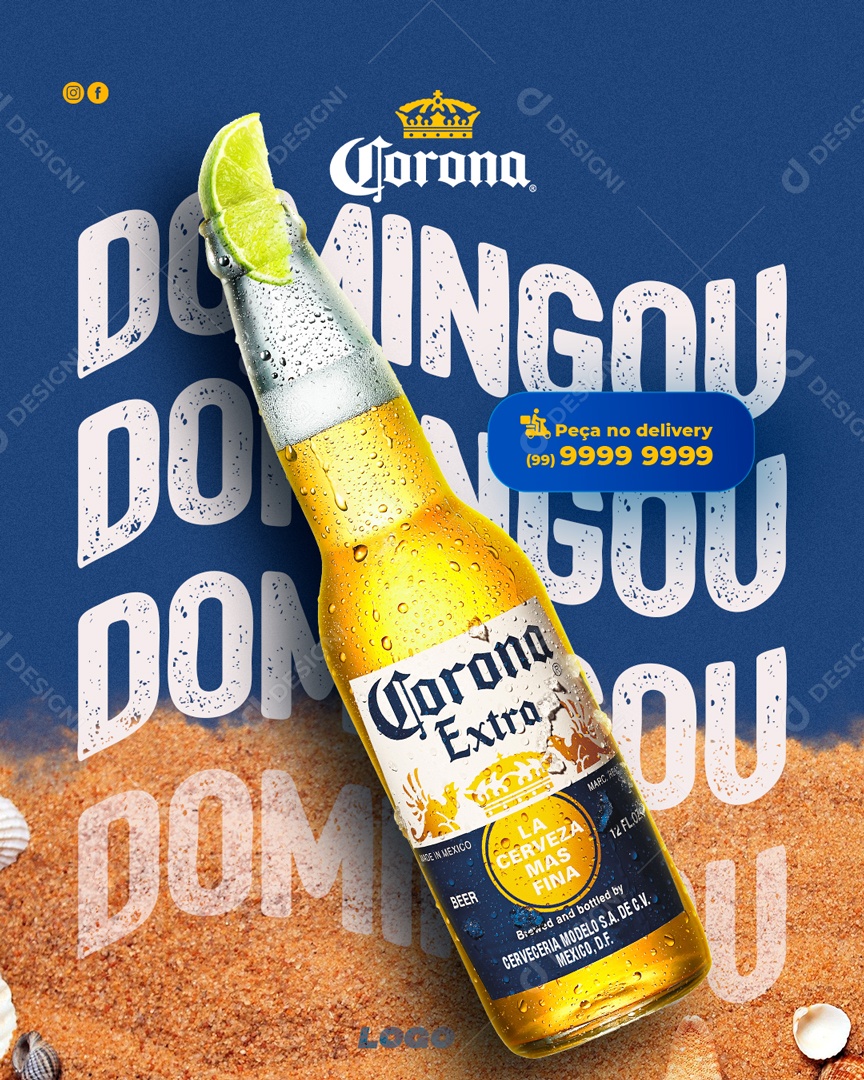 Corona Domingou Com Uma Gelada Social Media PSD Editável